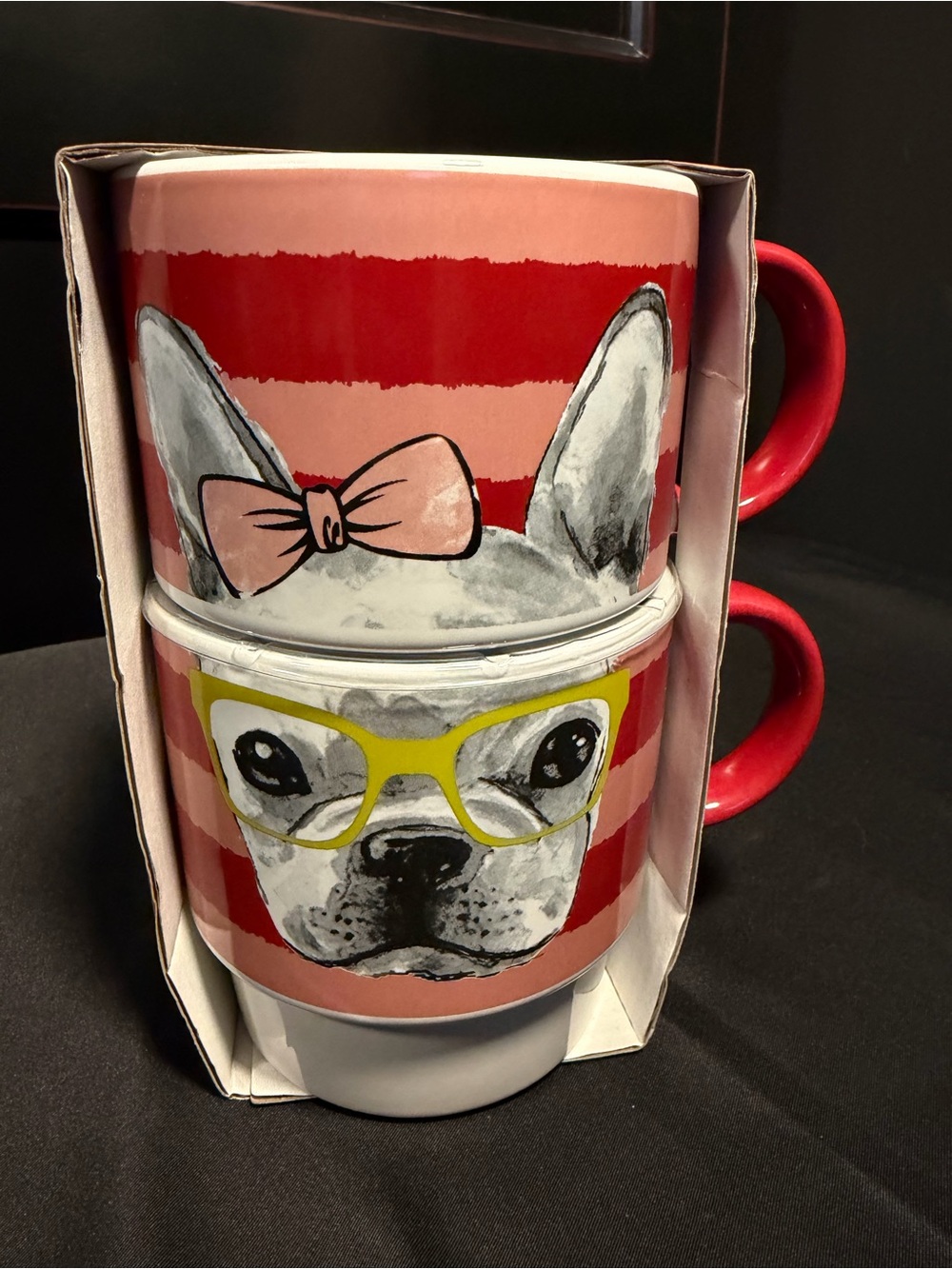 French Bulldog Stylish Dog Stackable Mug Set - NEW